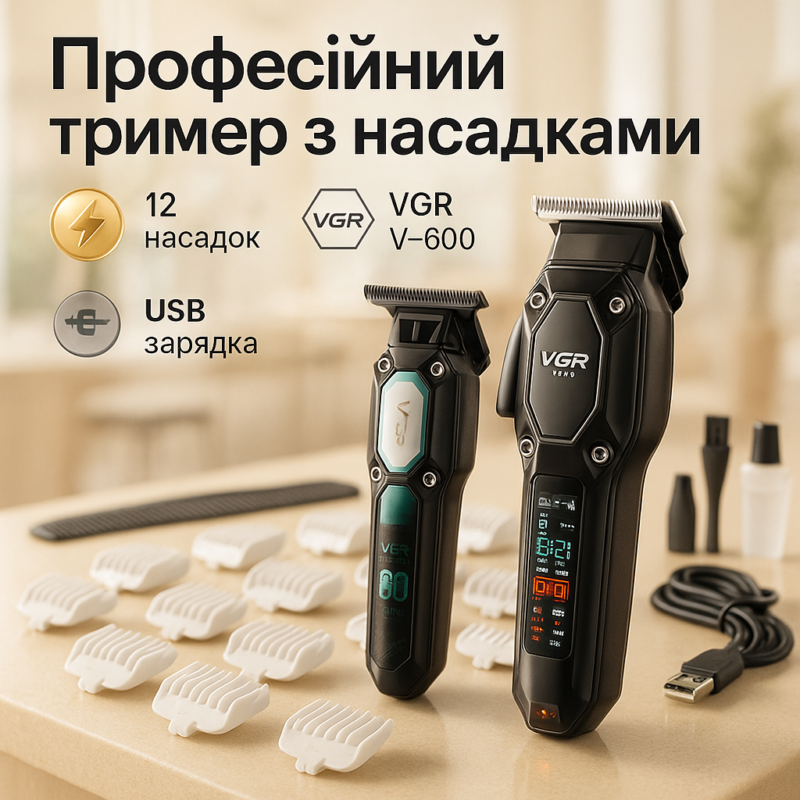 Комплект 2 до 1 VGR V-600 V-900 — точність і комфорт для стрижки в будь-яких умовах.