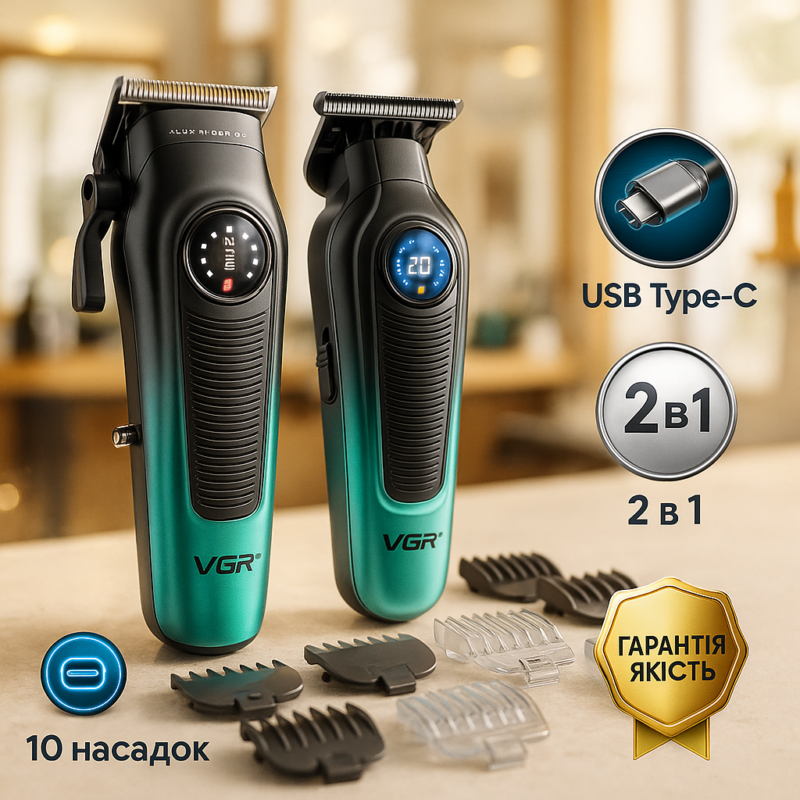 Комплект VGR 2 в 1 V-196 & V-996 GOLD — універсальний набір для догляду за волоссям.