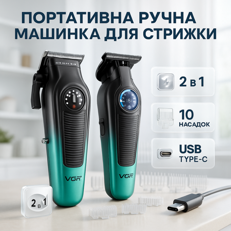 Комплект VGR 2 в 1 V-196 & V-996 GOLD — універсальний набір для догляду за волоссям.