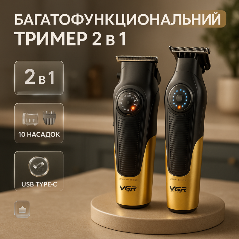Комплект VGR 2 в 1 V-196 V-996 GOLD — стильне рішення для догляду за волоссям
