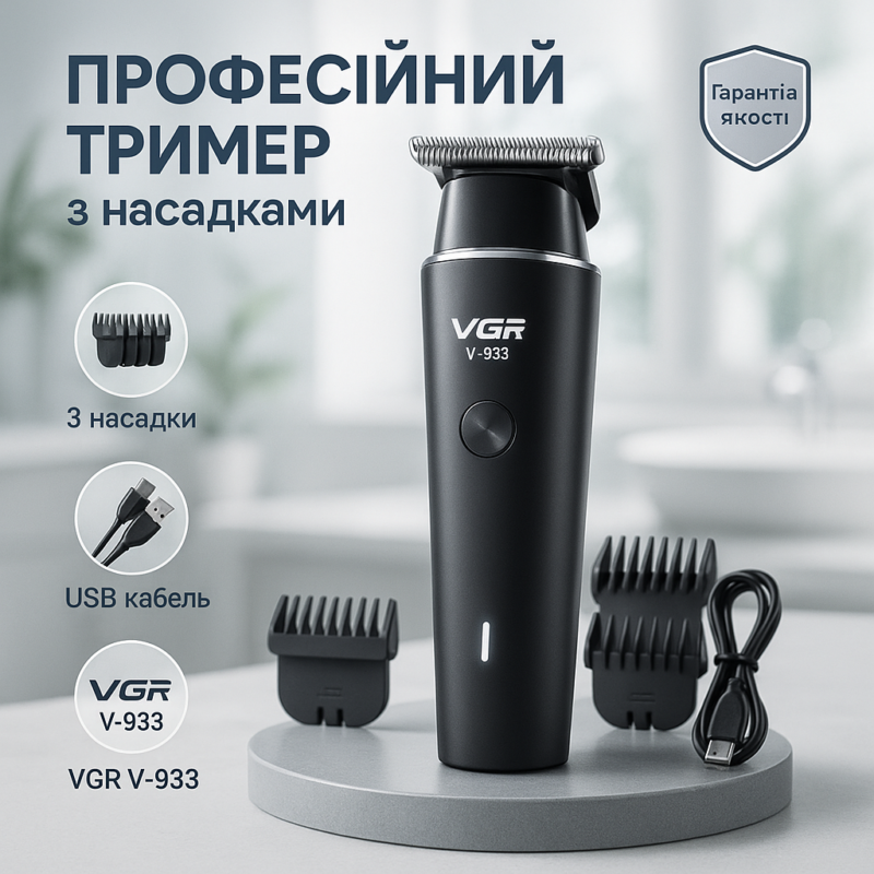 Акумуляторний триммер VGR V-933 — свобода стрижки в будь-яких умовах.