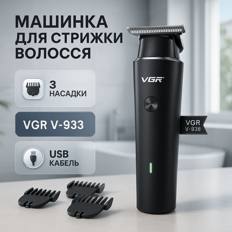 Акумуляторний триммер VGR V-933 — свобода стрижки в будь-яких умовах.