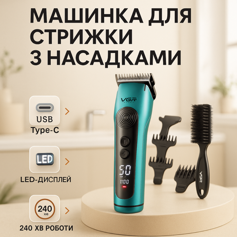 Тример VGR V-299. Синій. Потужний та багатофункціональний пристрій для догляду.