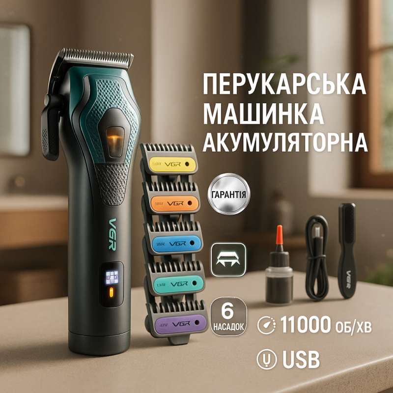 Акумуляторна машинка для стрижки VGR V-271 — потужний інструмент для професіоналів та домашнього використання.
