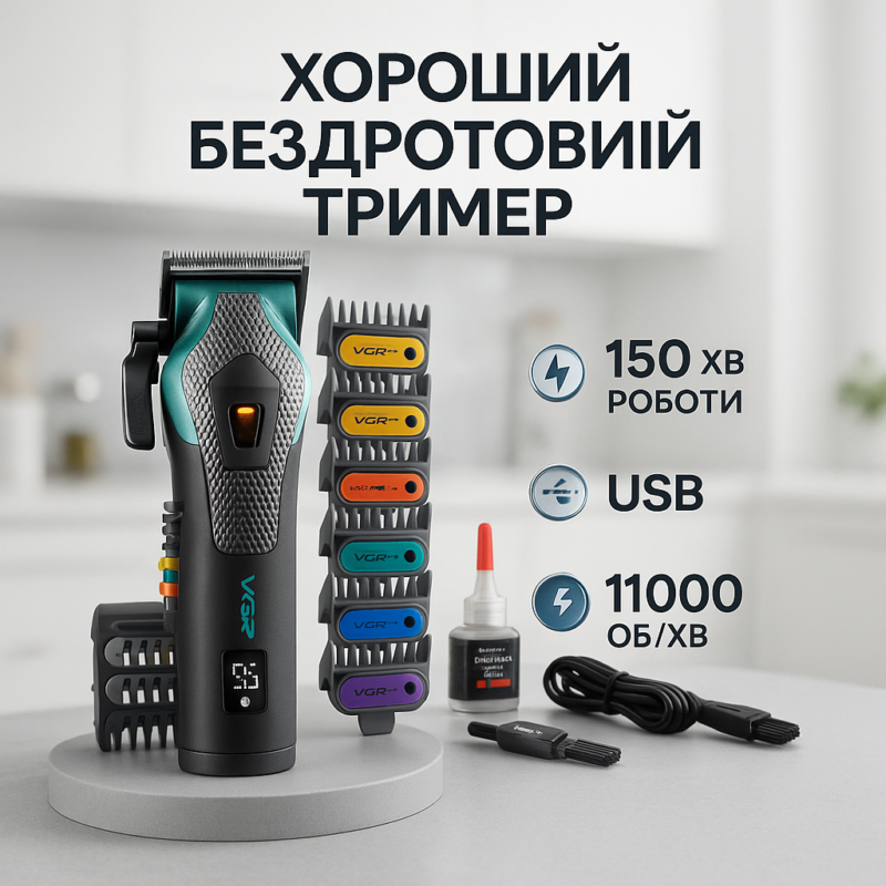 Акумуляторна машинка для стрижки VGR V-271 — потужний інструмент для професіоналів та домашнього використання.