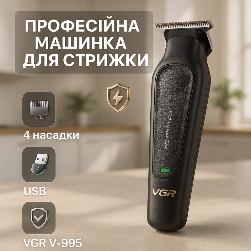 Акумуляторна машинка для стрижки VGR V-995 — ідеальна стрижка без зусиль у домашніх умовах.
