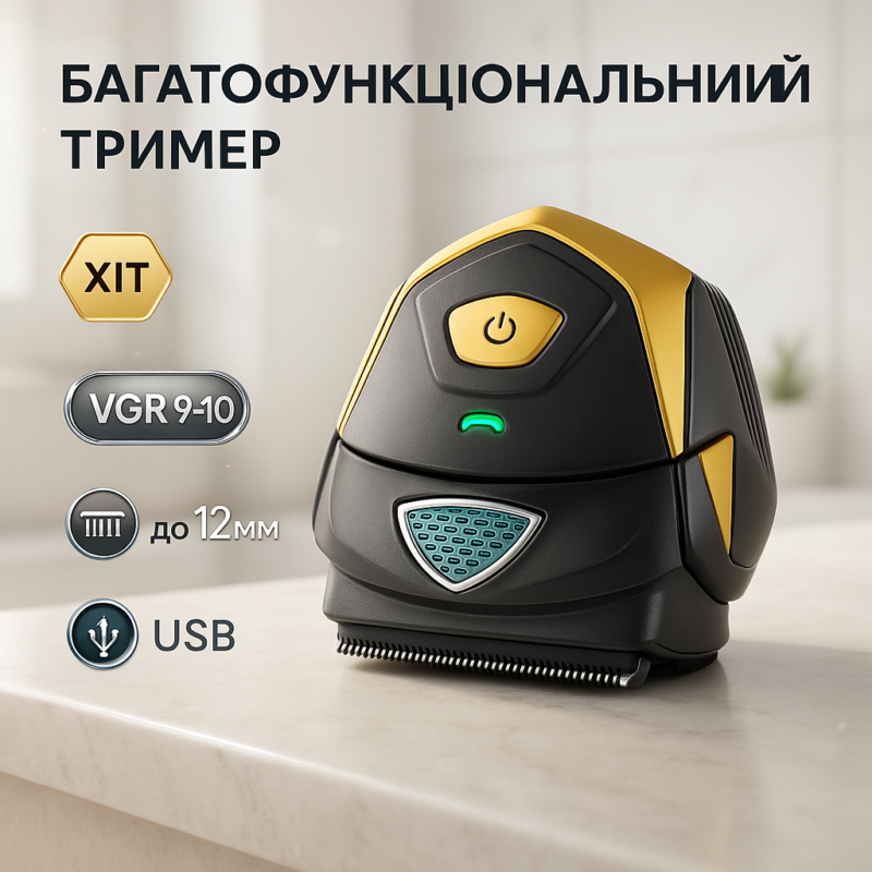 Акумуляторна машинка для стрижки VGR V-910 з потужним двигуном та 9 насадками для ідеальної стрижки