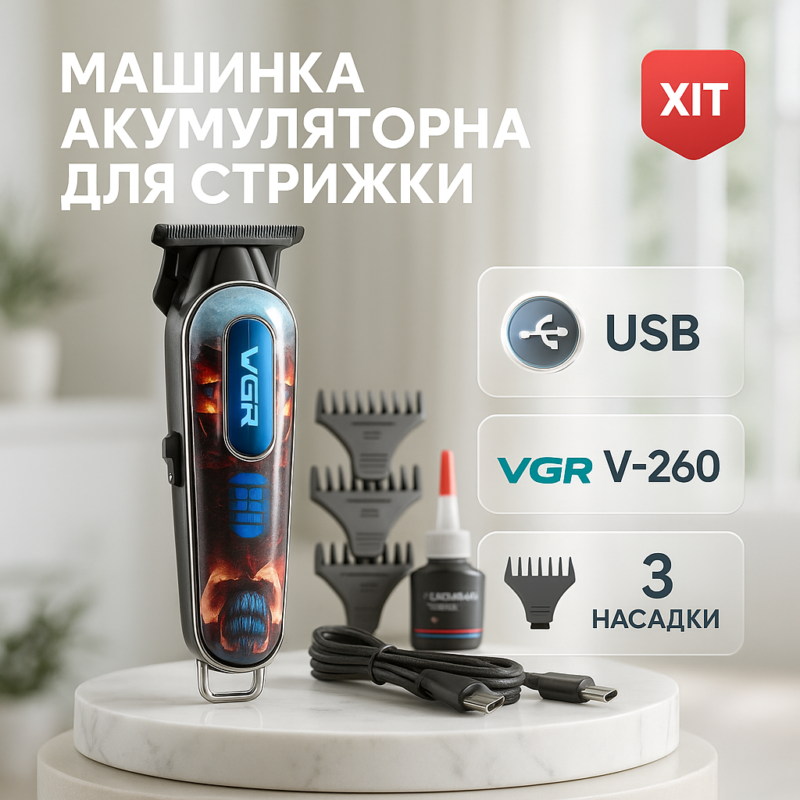 Тример акумуляторний VGR V-260 RED — продуктивний інструмент для догляду.