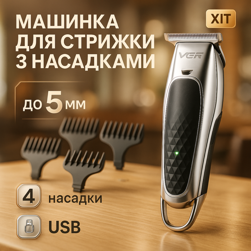 Бездротова акумуляторна машинка VGR V-093 — ідеальна для точних стрижок.