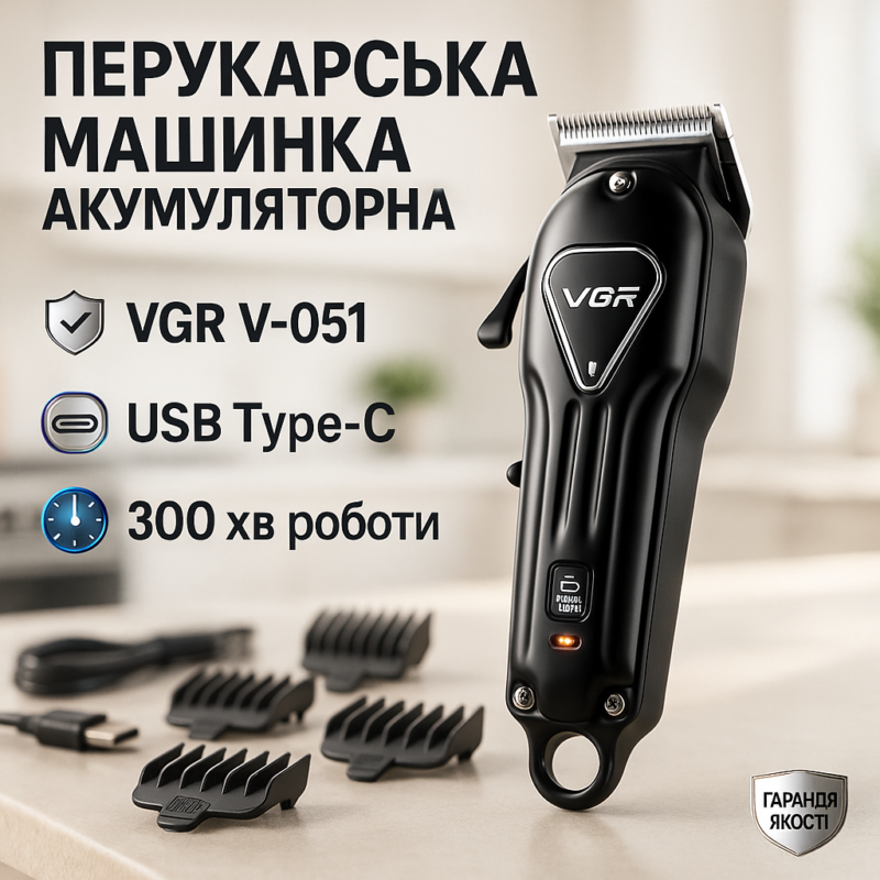 Акумуляторна машинка для стрижки VGR V-051 – безперервна автономна робота до 300 хвилин