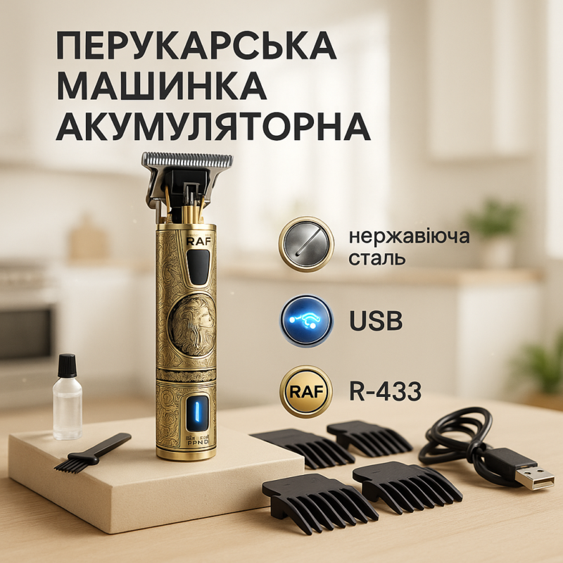 Машинка для стрижки RAF R-433 — компактний тример для точного догляду за волоссям.