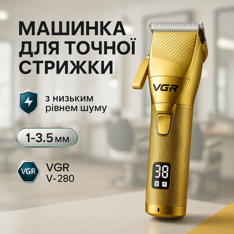 Акумуляторна машинка для стрижки волосся VGR V-280 з дисплеєм та насадками якісна.