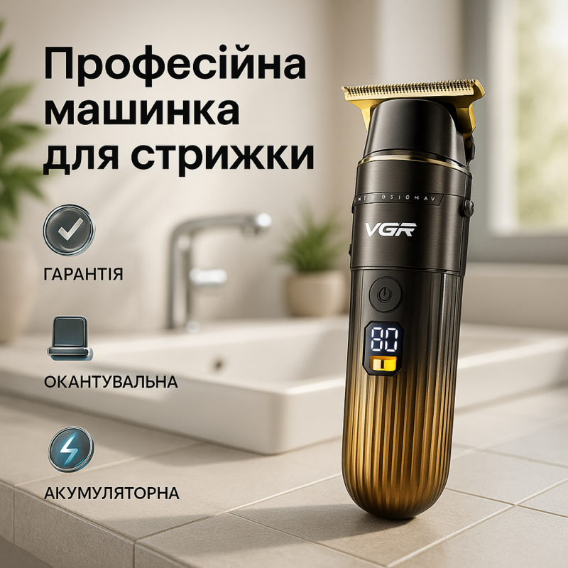 Машинка для стрижки волосся VGR V-929 акумуляторна — триммер для професійних результатів вдома