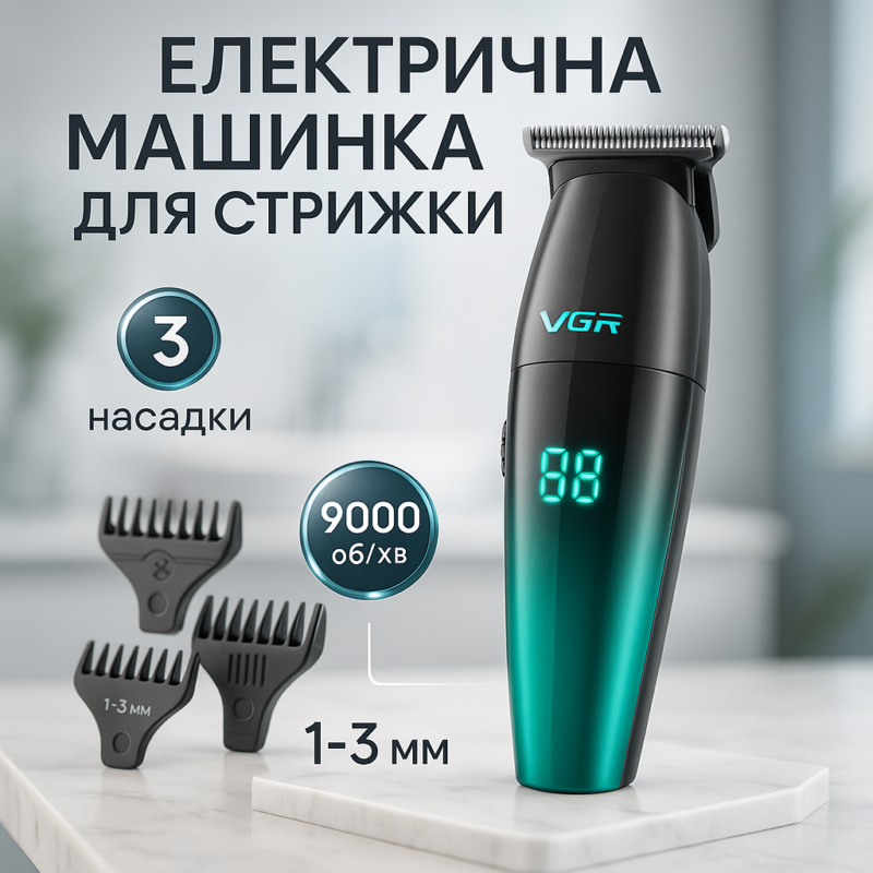 Машинка для стрижки волосся VGR V-906 тример для окантовки та стрижки бороди.