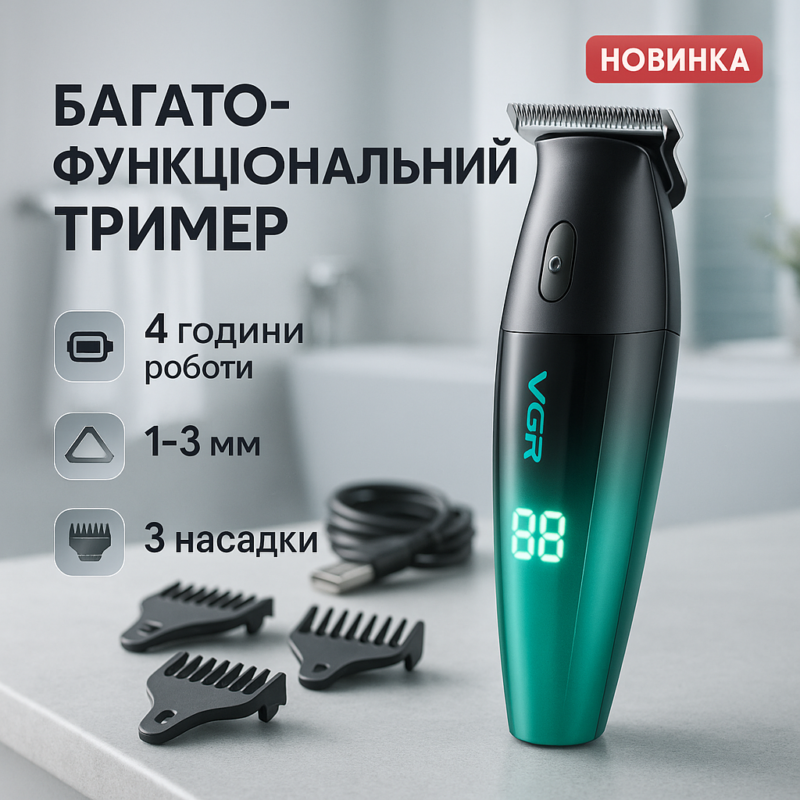 Машинка для стрижки волосся VGR V-906 тример для окантовки та стрижки бороди.