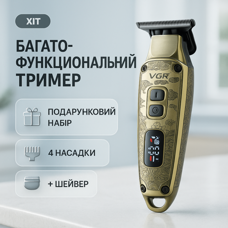 Машинка для стрижки та гоління VGR V-641 — професійний набір для догляду за зовнішнім виглядом.