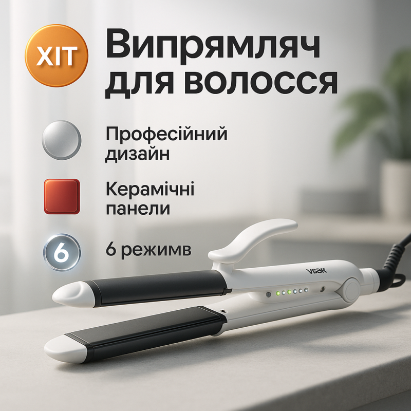 Утюжок VGR V-558 45Вт - Многофункціональний випрямитель для волосся з керамічним покриттям