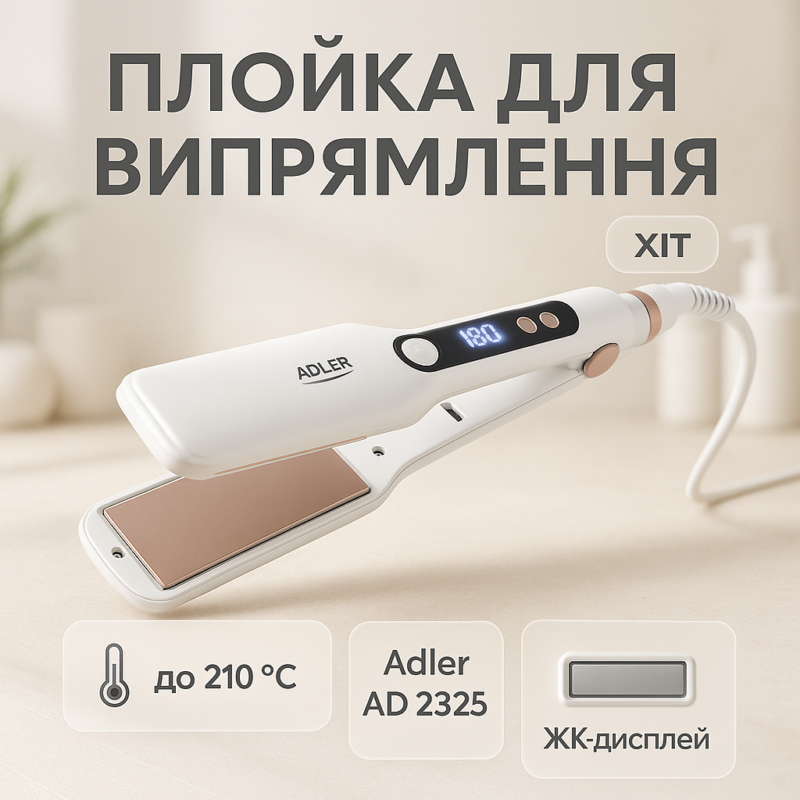 Adler AD 2325 | Випрямлювач з широкими керамічними пластинами та регулюванням температури