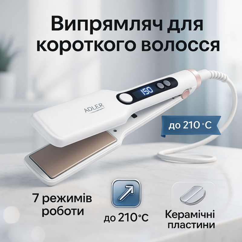 Adler AD 2325 | Випрямлювач з широкими керамічними пластинами та регулюванням температури