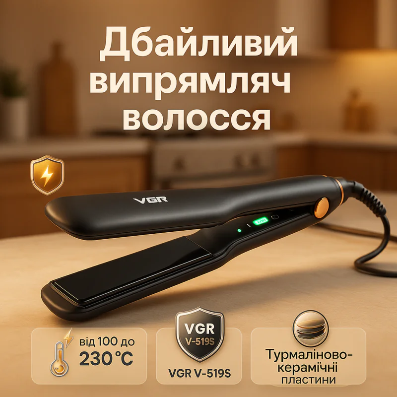 VGR В-519S — Випрямляч для волос з керамічними пластинами та LED-дисплеєм