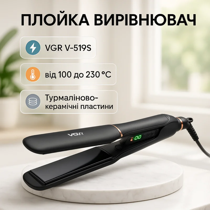 VGR В-519S — Випрямляч для волос з керамічними пластинами та LED-дисплеєм