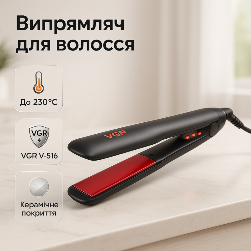 Плойка VGR V-516 з регульованою температурою до 230°C