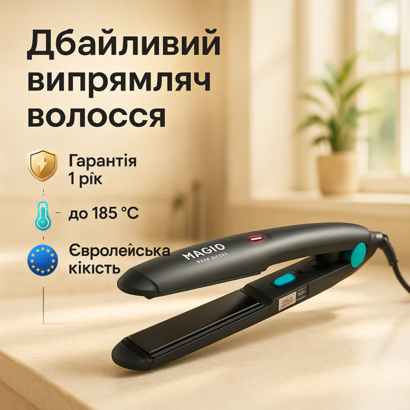 MAGIO MG-576 — Випрямлювач для волос з керамічними пластинами та Soft Touch покриттям