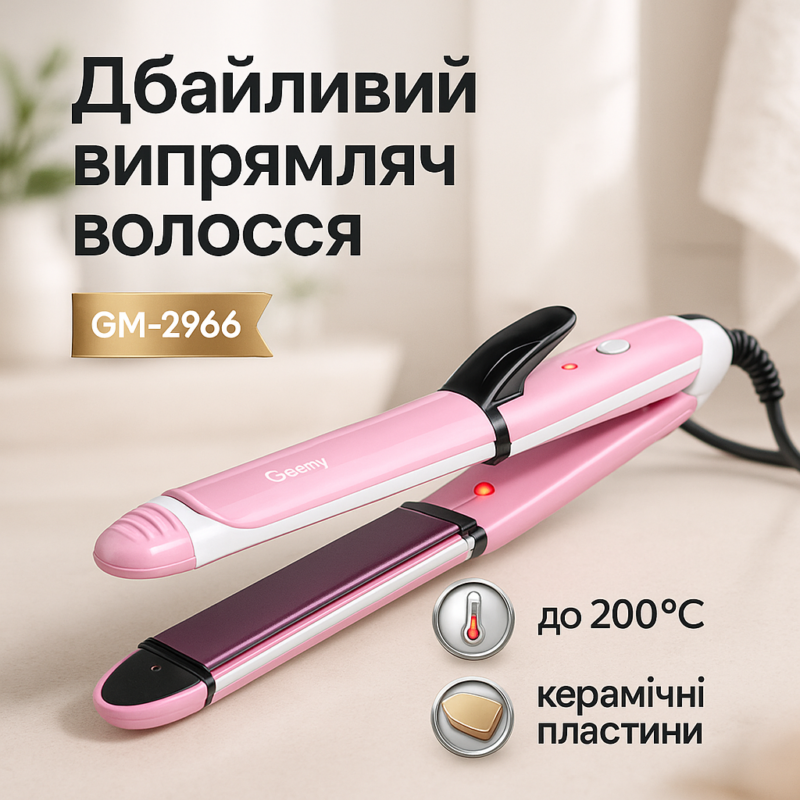 Щипці Gemei GM-2966 3 в 1 - універсальний стайлер для волосся з швидким нагрівом та трьома функціями