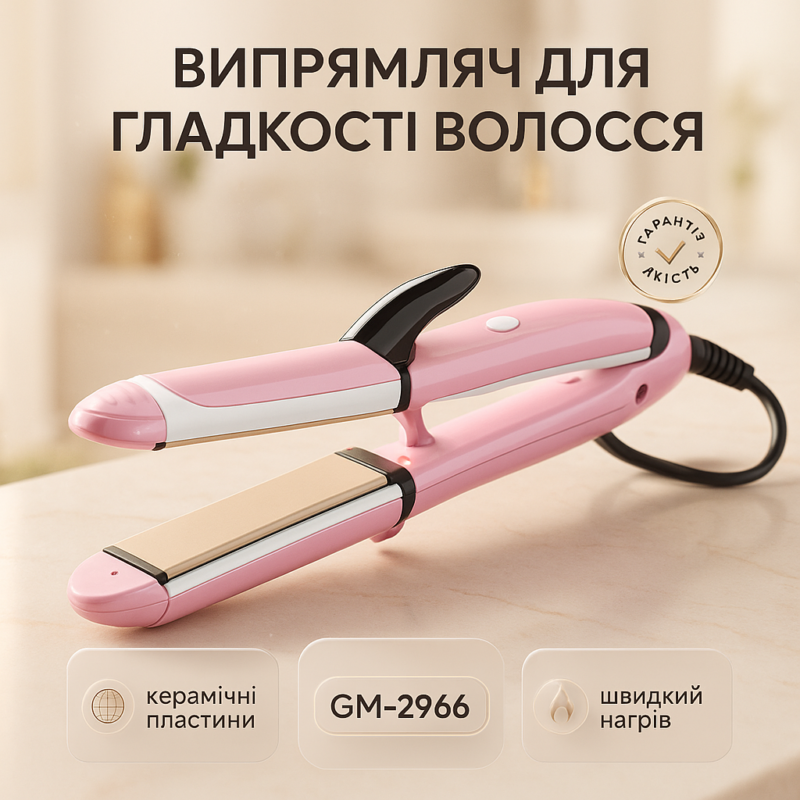 Щипці Gemei GM-2966 3 в 1 - універсальний стайлер для волосся з швидким нагрівом та трьома функціями