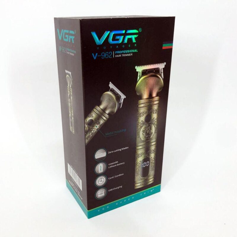 Акумуляторна машинка для стрижки волосся VGR V-962 — тример для бороди та вусів з насадками 1-7 мм для професійного використання.