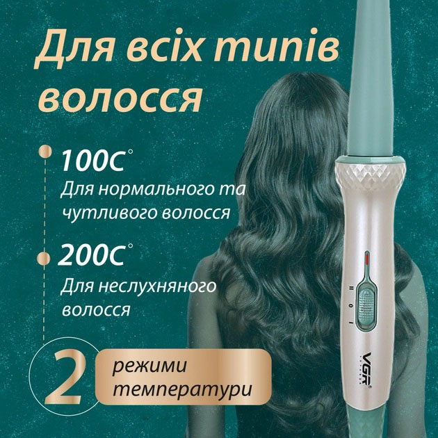 VGR V-596 Плойка Конусна для Завивки Волос з Керамічним Покриттям