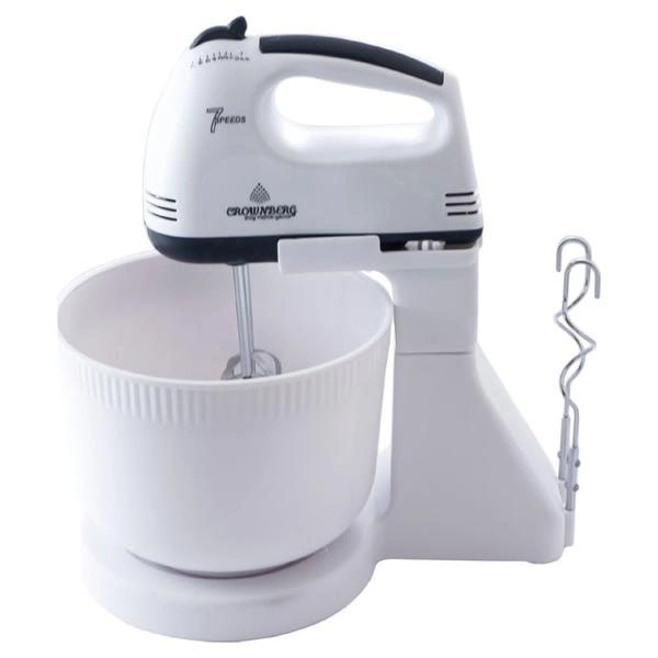 Миксер Crownberg CB-7320 ручний з підставкою та чашею 2л 300 Вт на 7 швидкостей