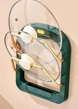 Тримач для кришок на стіну Kitchen Pot Cover Rack — економія простору та зручність для кухні, ABS + метал, 24.5*21.2 см.