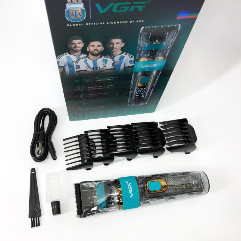 Машинка для стрижки волосся і бороди VGR V-695 з LED дисплеєм і вологозахистом IPX7