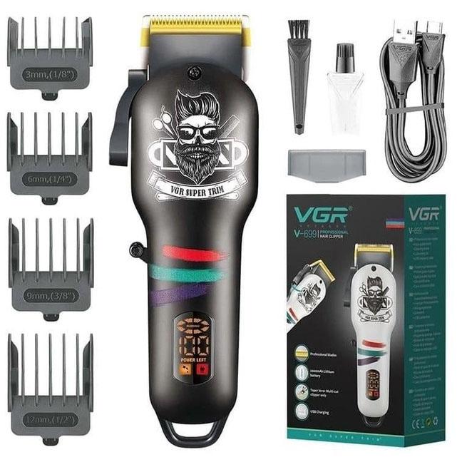 Машинка для стрижки волосся та бороди VGR V-699 з LED дисплеєм для професійного використання