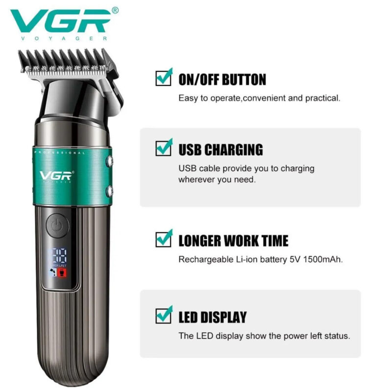 Машинка для стрижки волосся VGR V-929 акумуляторна — триммер для професійних результатів