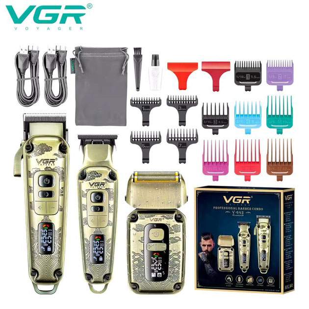 Набір для стрижки волосся і бороди з насадками 3в1 VGR V-642 Акумуляторна машинка — ідеальний вибір для кожного чоловіка