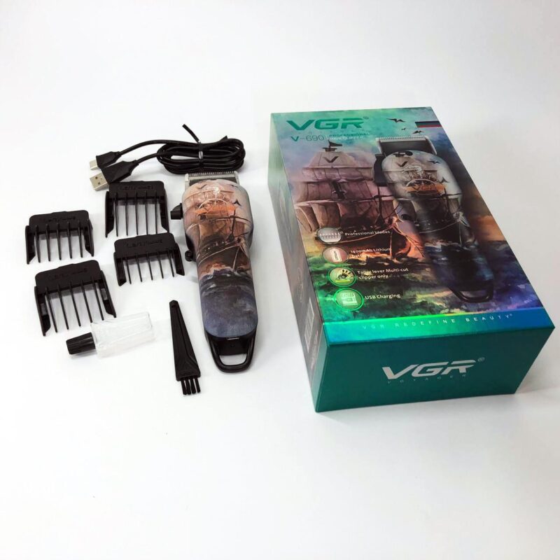 Акумуляторна машинка для стрижки VGR V-690 з USB зарядкою для професіоналів.