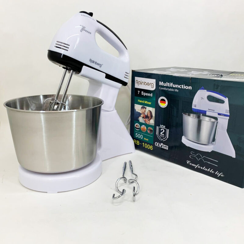 Стаціонарний електричний міксер Rainberg RB-1006 500W з насадками для замішування теста
