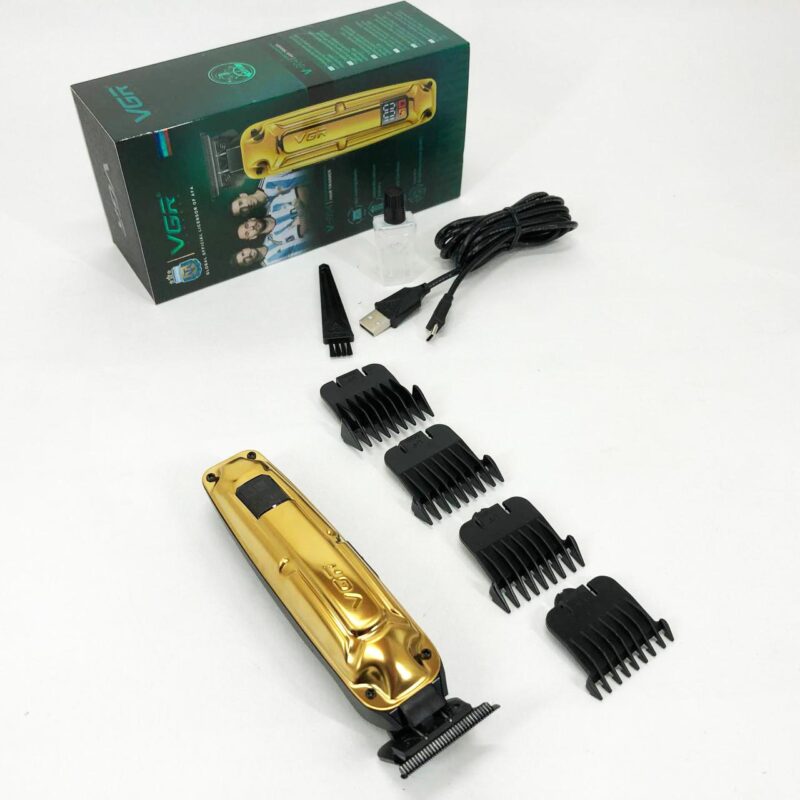 Акумуляторна машинка VGR V-904 для стрижки волосся з дисплеєм та змінними насадками