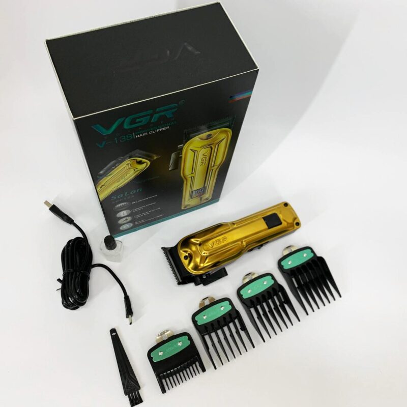 Акумуляторна машинка для стриження VGR V-138 GOLD з LED-дисплеєм та безщітковим мотором для професіоналів