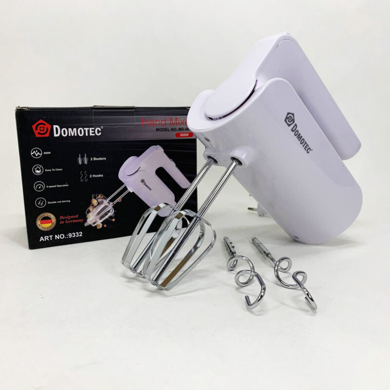 Ручний міксер Domotec R.6653W з насадками 5 швидкостей 800 Вт білий