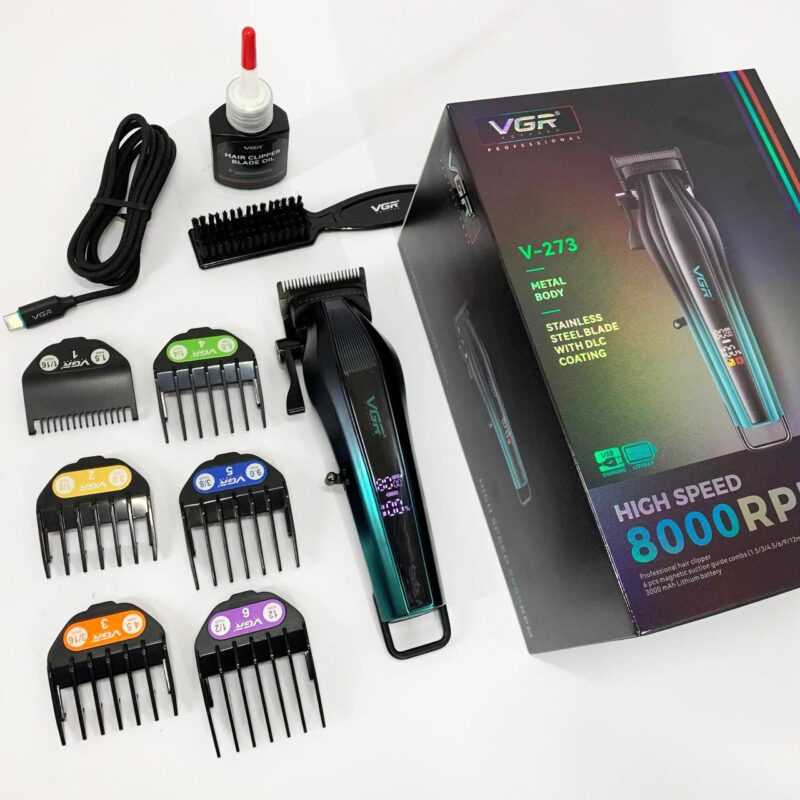 Акумуляторна машинка для стрижки VGR V-273 GREEN з високою потужністю для професійного використання