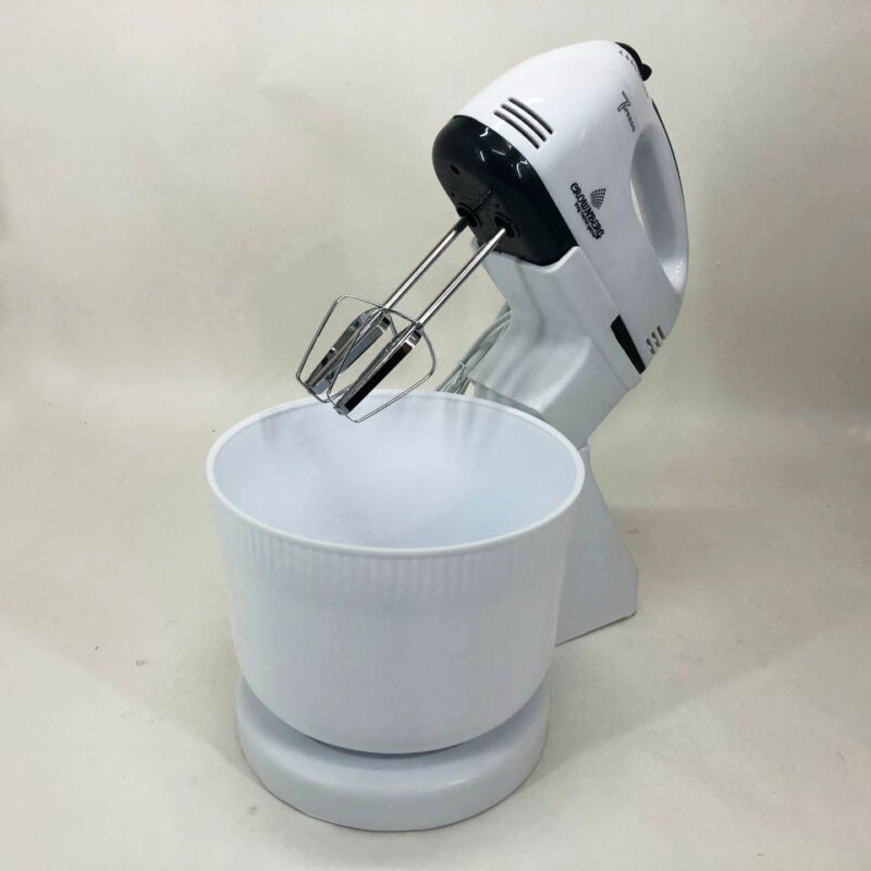 Миксер Crownberg CB-7320 ручний з підставкою та чашею 2л 300 Вт на 7 швидкостей