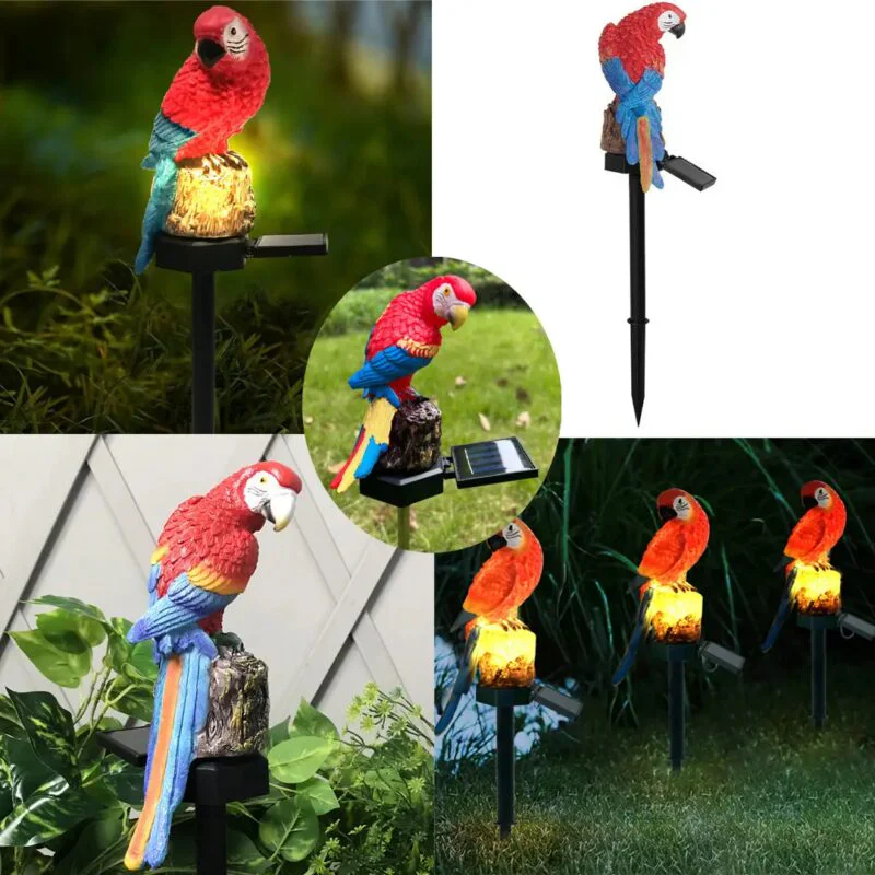 Ліхтар садовий SOLAR PARROT / Світильник для саду Папуга на сонячній батареї з автоматичним вмиканням при зниженні освітленості.
