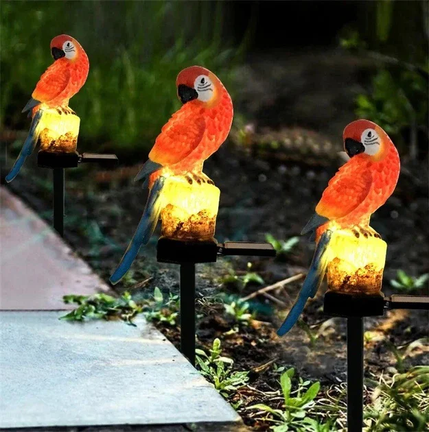 Ліхтар садовий SOLAR PARROT / Світильник для саду Папуга на сонячній батареї з автоматичним вмиканням при зниженні освітленості.