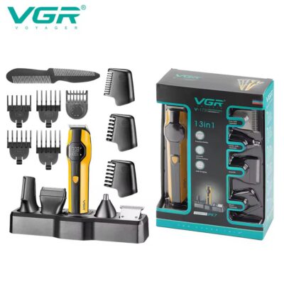 gdgrgesgas VGR V-173 YELLOW Набір для стрижки 13 в 1 з акумулятором 1500 мАг та дисплеєм