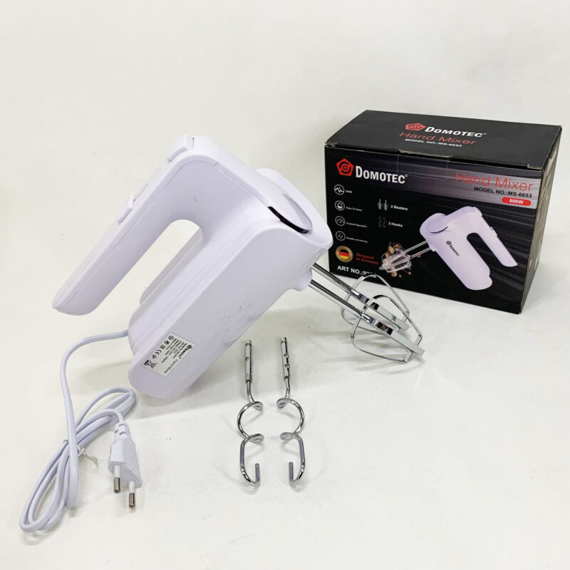 Ручний міксер Domotec R.6653W з насадками 5 швидкостей 800 Вт білий