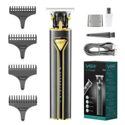 VGR V-009 Професійна акумуляторна машинка для стрижки волосся і бороди 250 хвилин автономності без підзарядки, 4 насадки