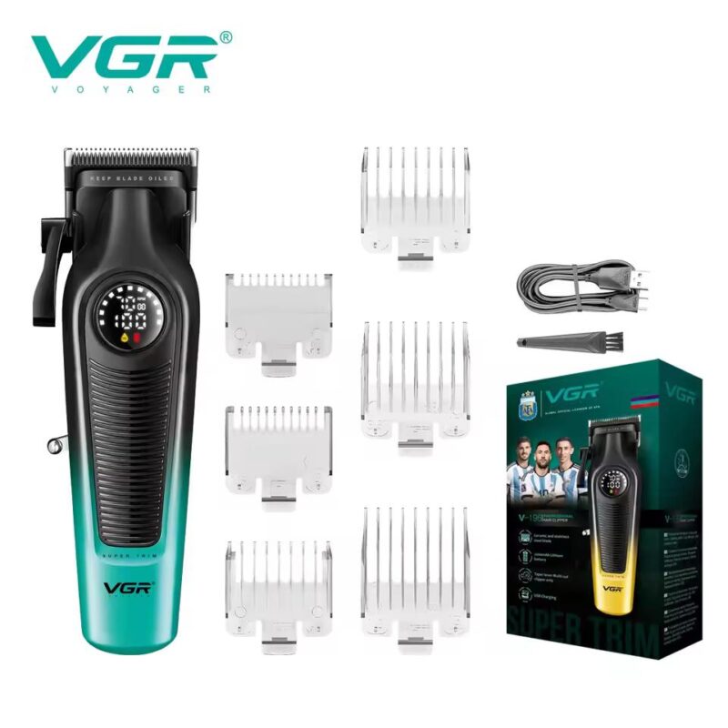 Акумуляторна машинка для стрижки VGR V-196 GREEN — до 200 хвилин безперервної роботи